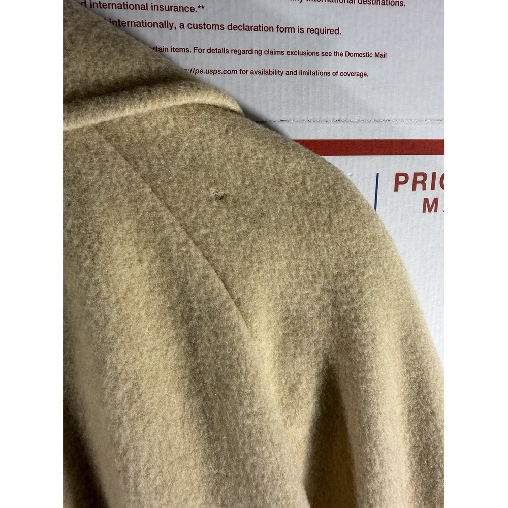 Vintage 80s BROMLEY 100% Wool Made In USA Long TRENCH Coat‎ Cream Size XL/2X - Picture 11 of 11